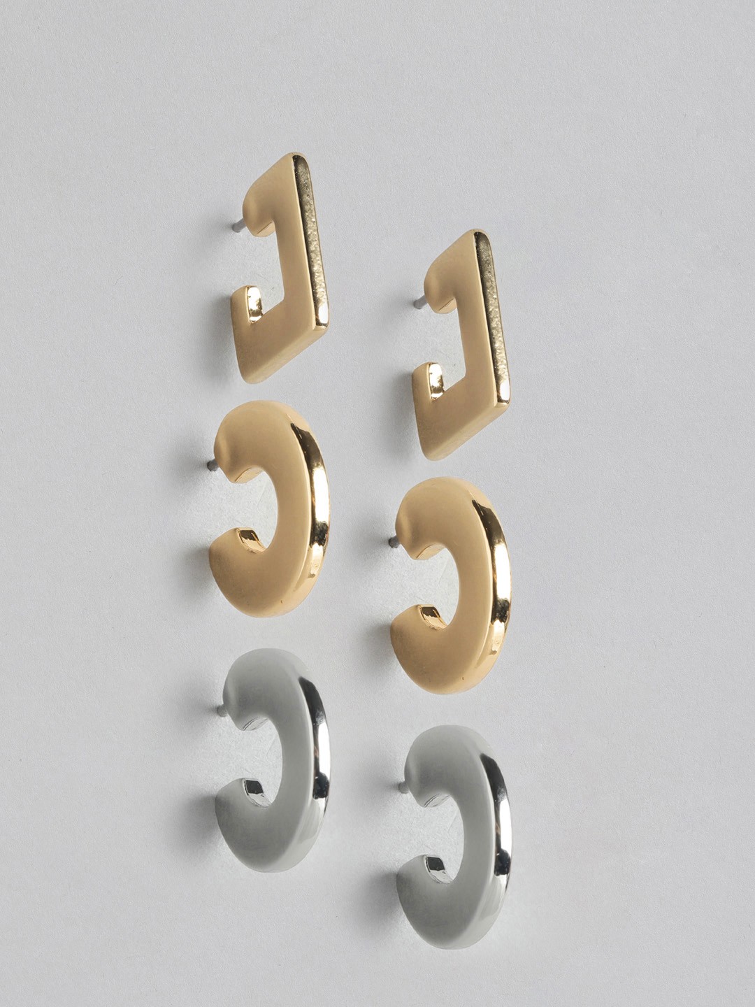 

MANGO Set of 3 Circular Studs Earrings, Gold