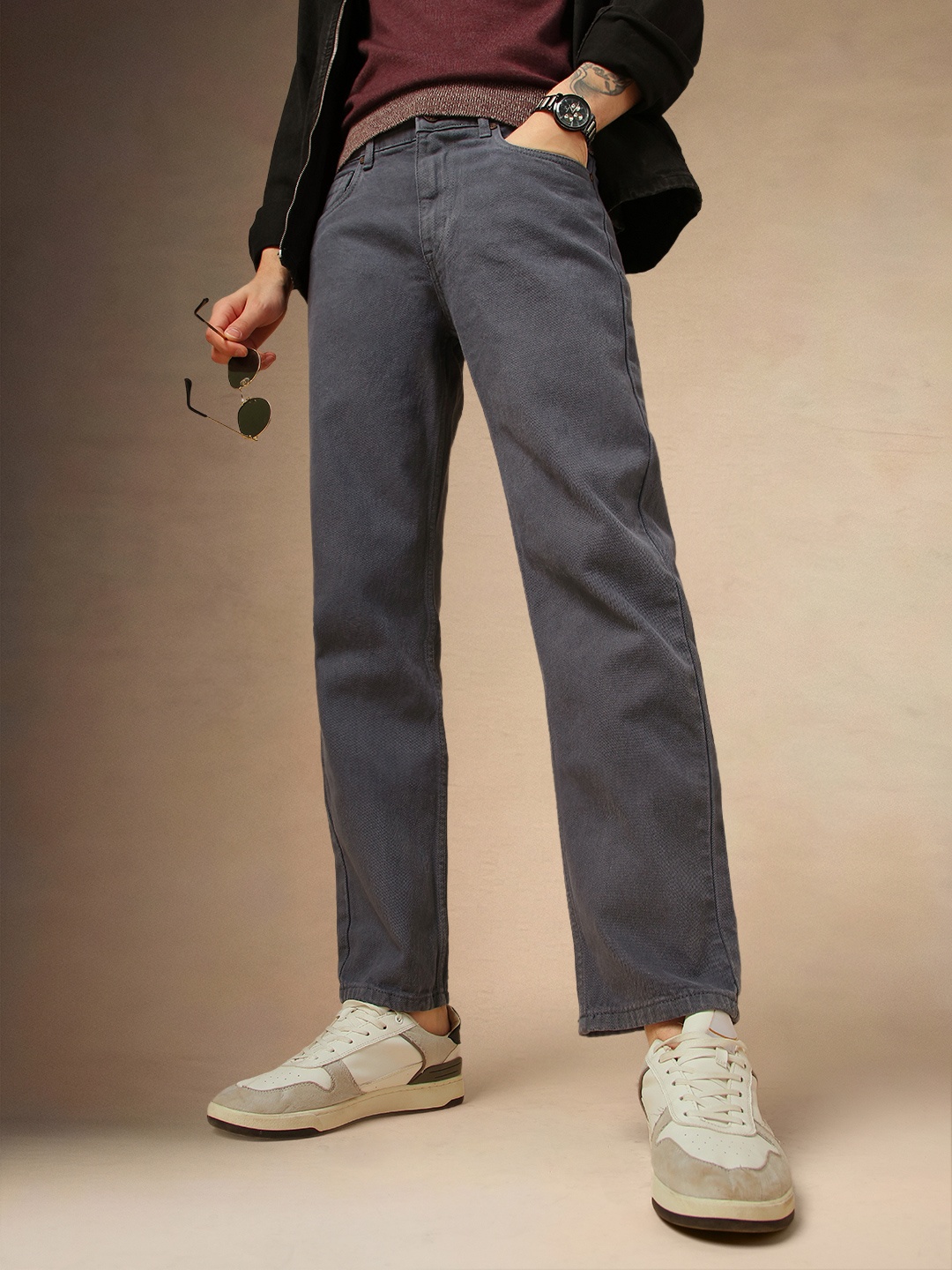

Dennis Lingo Men Comfort Relaxed Fit Jeans, Grey
