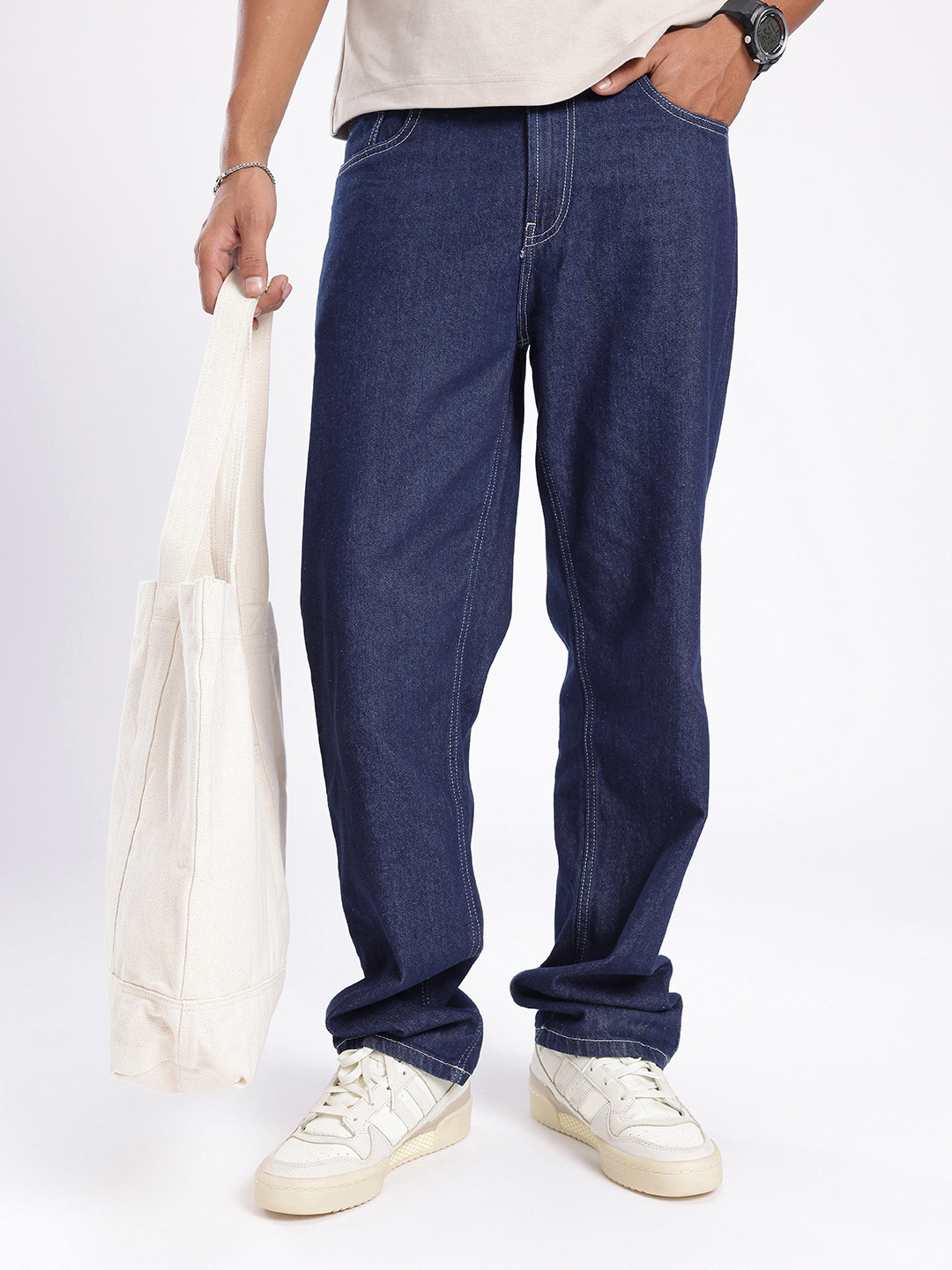 

glitchez Men Edgy Cool Straight Fit Jeans, Blue