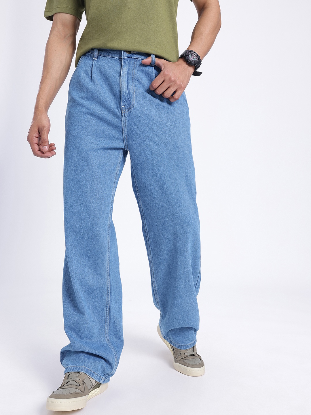 

glitchez Men Denim Dreams Wide Leg Jeans, Blue