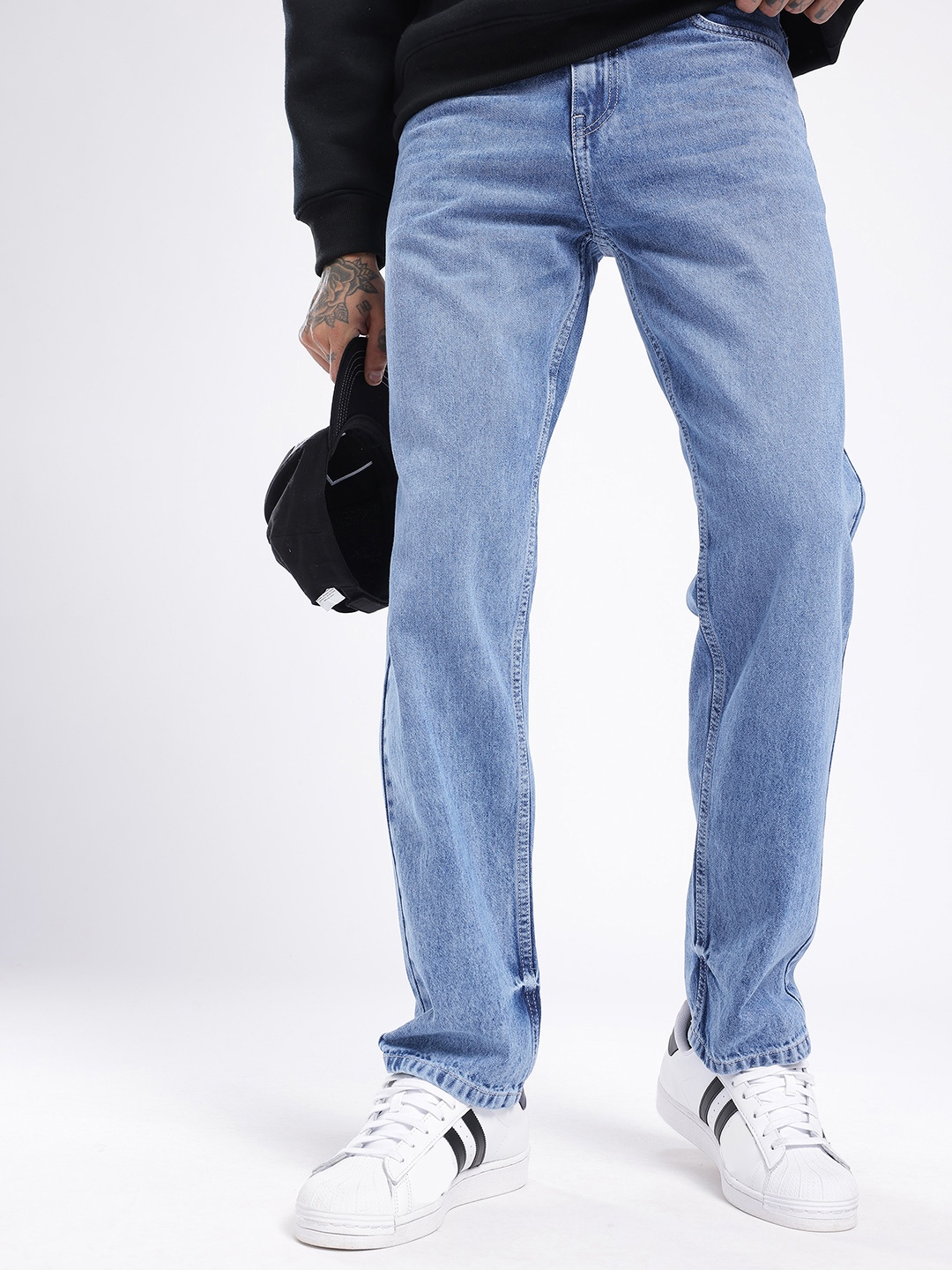 

glitchez Men Urban Vibe Straight Fit Light Fade Jeans, Blue
