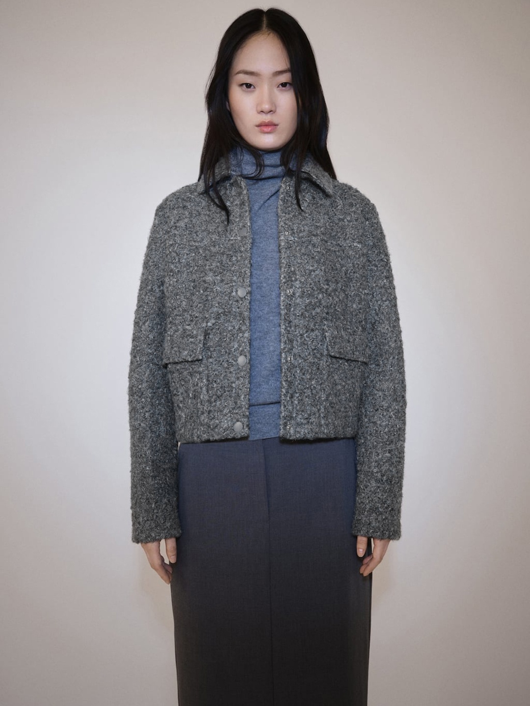 

MANGO Women Fuzzy Tailored Jacket, Grey