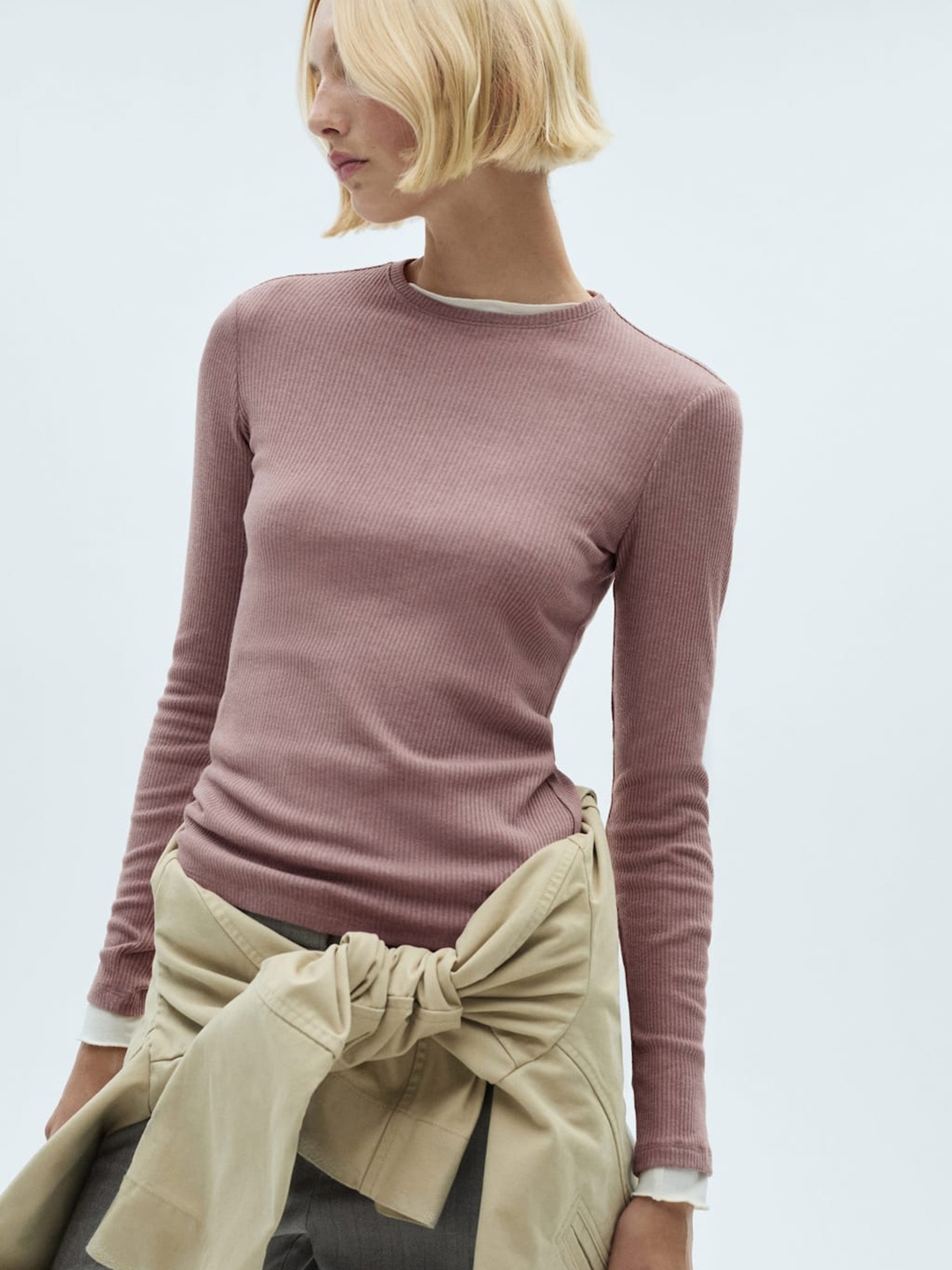 

MANGO Ribbed T-shirt, Rose