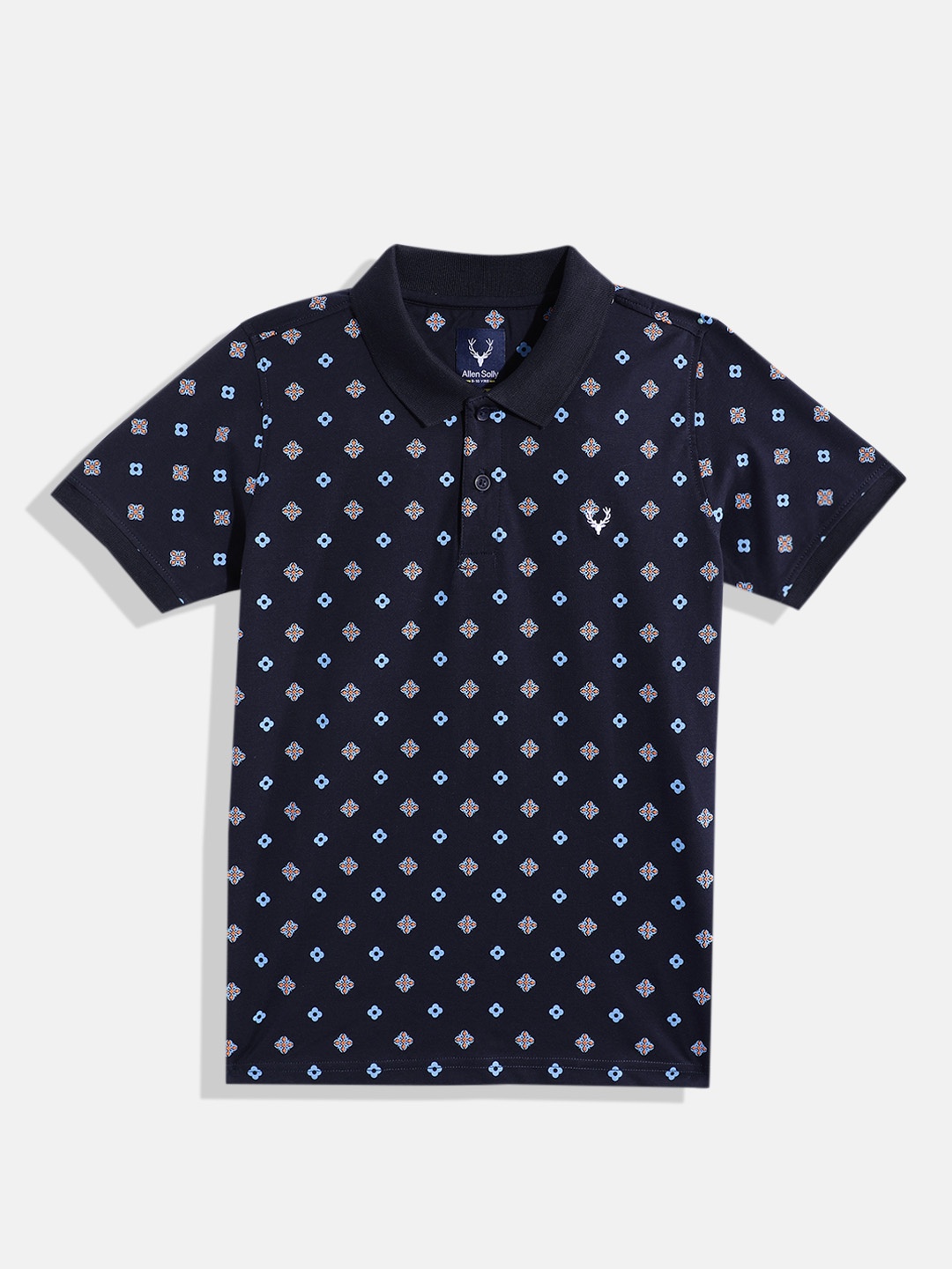 

Allen Solly Junior Boys Micro Print Polo Collar T-shirt, Navy blue