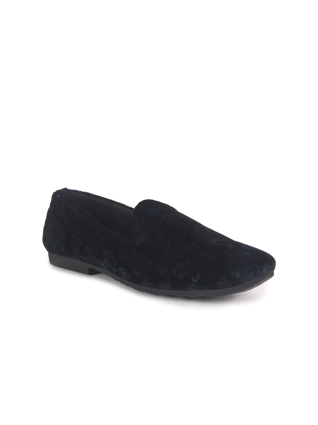 

FAUSTO Men Floral Print Velvet Loafers, Blue