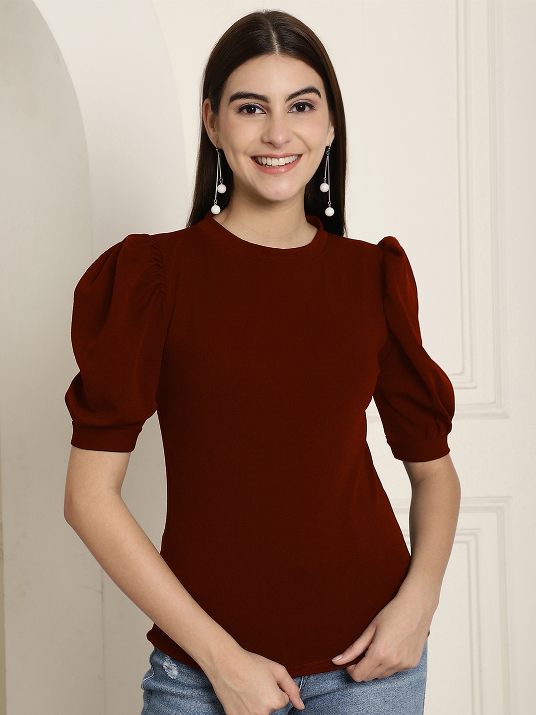 

Metronaut Women Maroon Polyester Top
