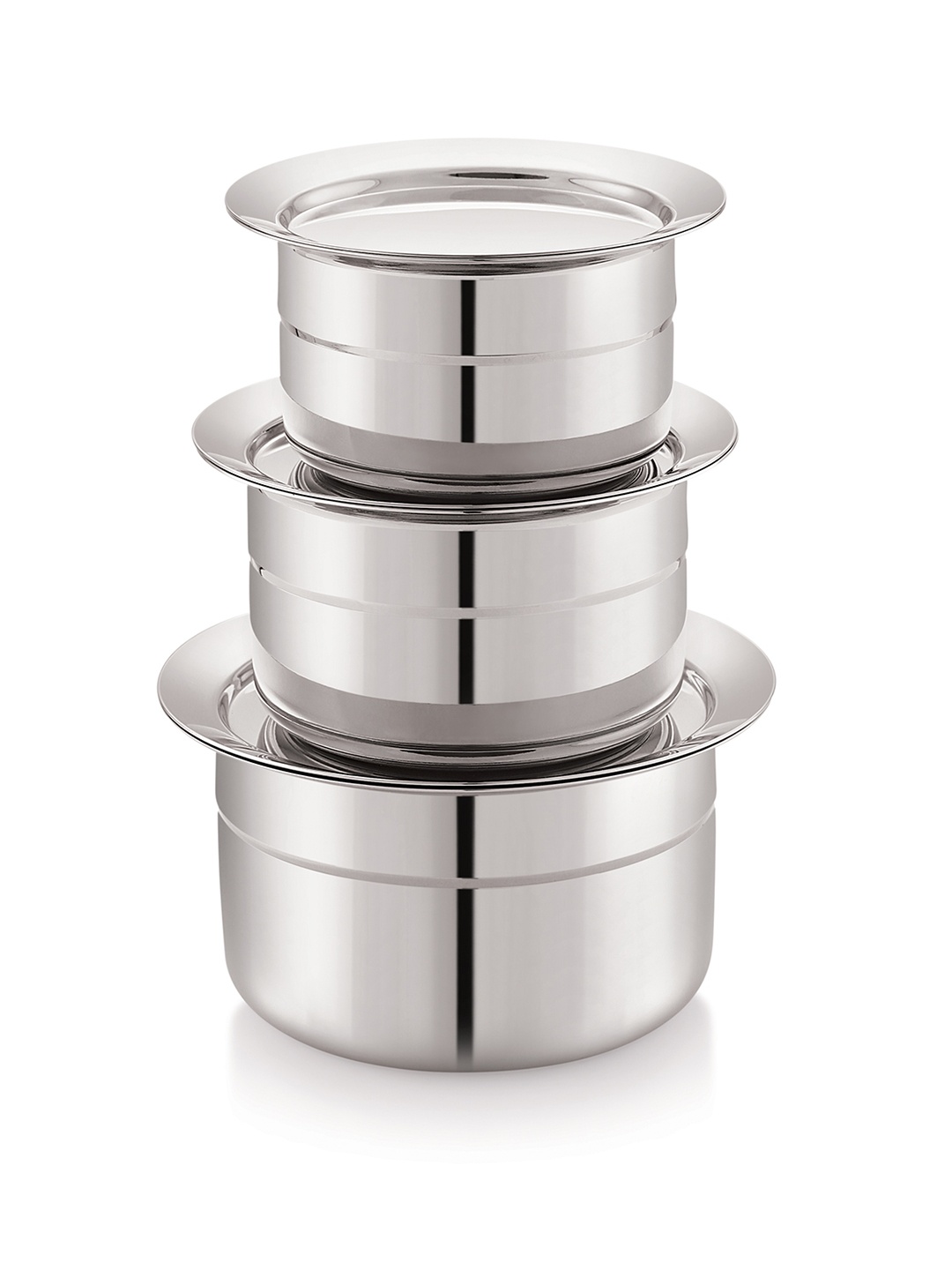 

MUKTI 3 Pieces Dishwasher Safe Stainless Steel Tope Set With Lid, Silver