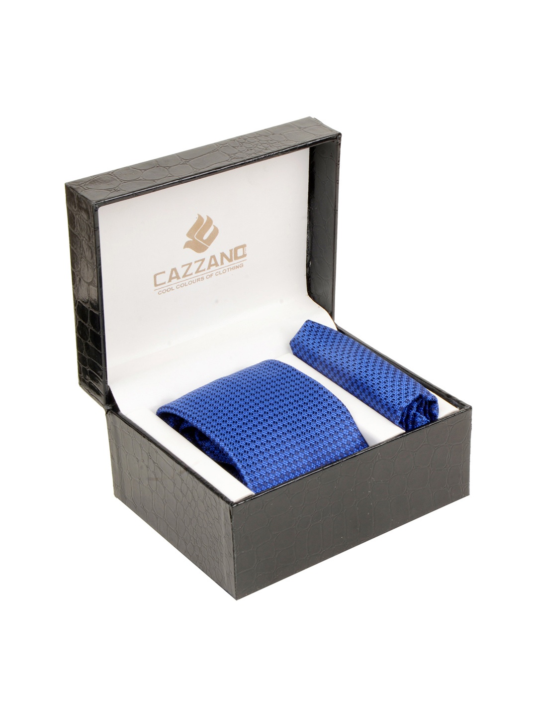 

Cazzano Men Tie and Pocket Square Accessory Gift Set, Blue