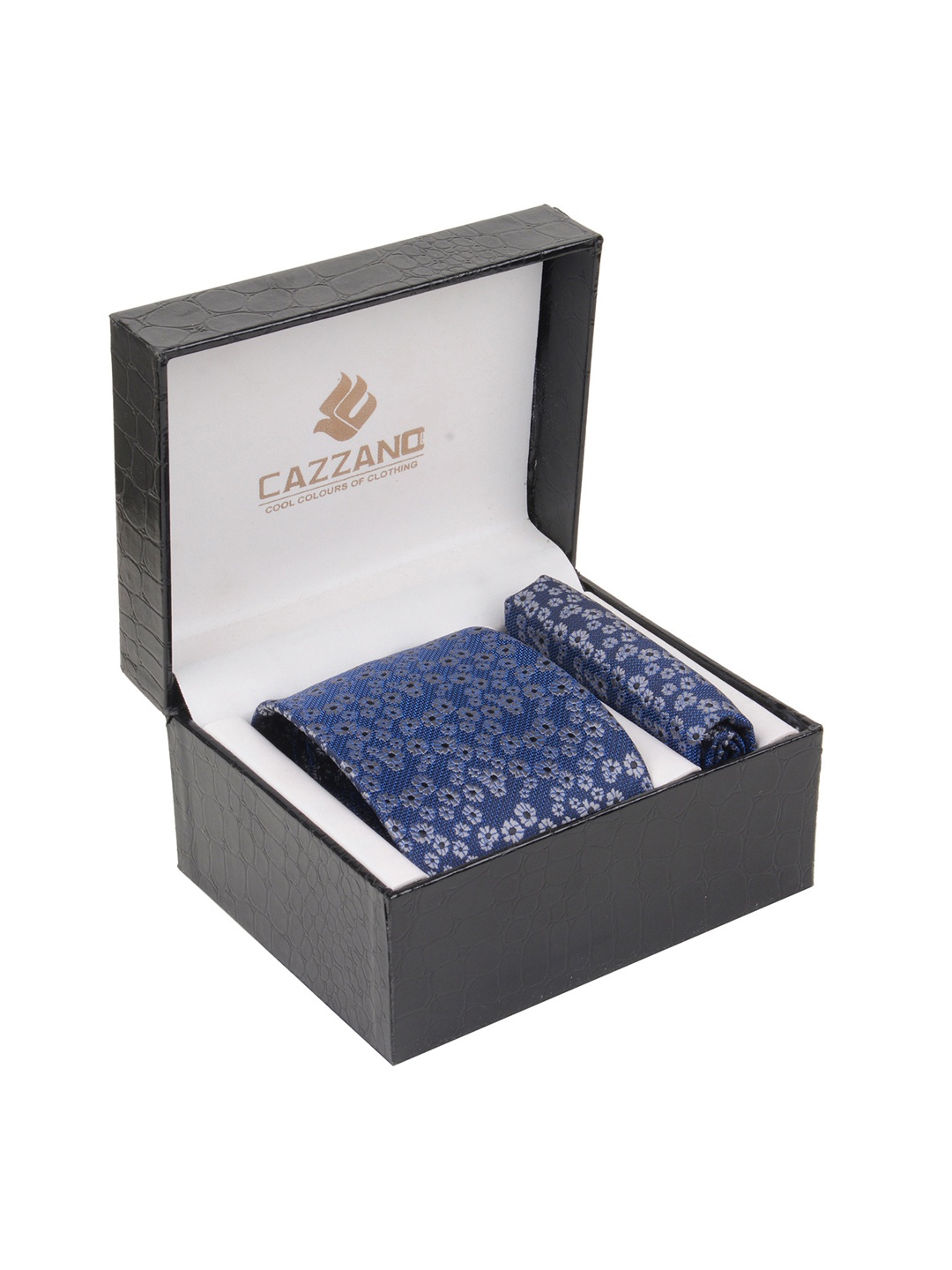 

Cazzano Men Accessory Gift Set of Tie With Pocket Square, Blue