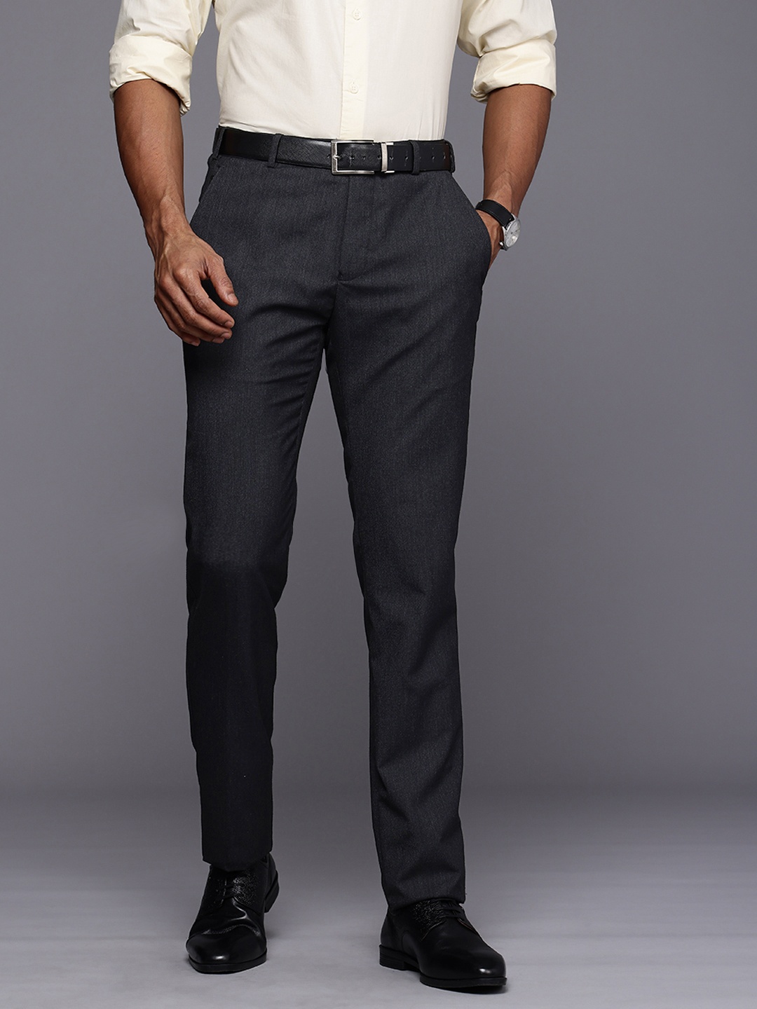 

Raymond Men Slim Fit Trousers, Charcoal