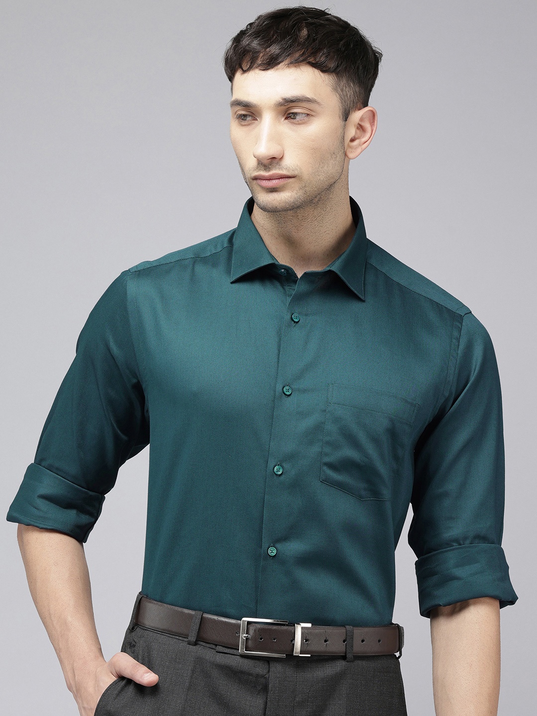 

Park Avenue Textured Pure Cotton Formal Shirt, Teal