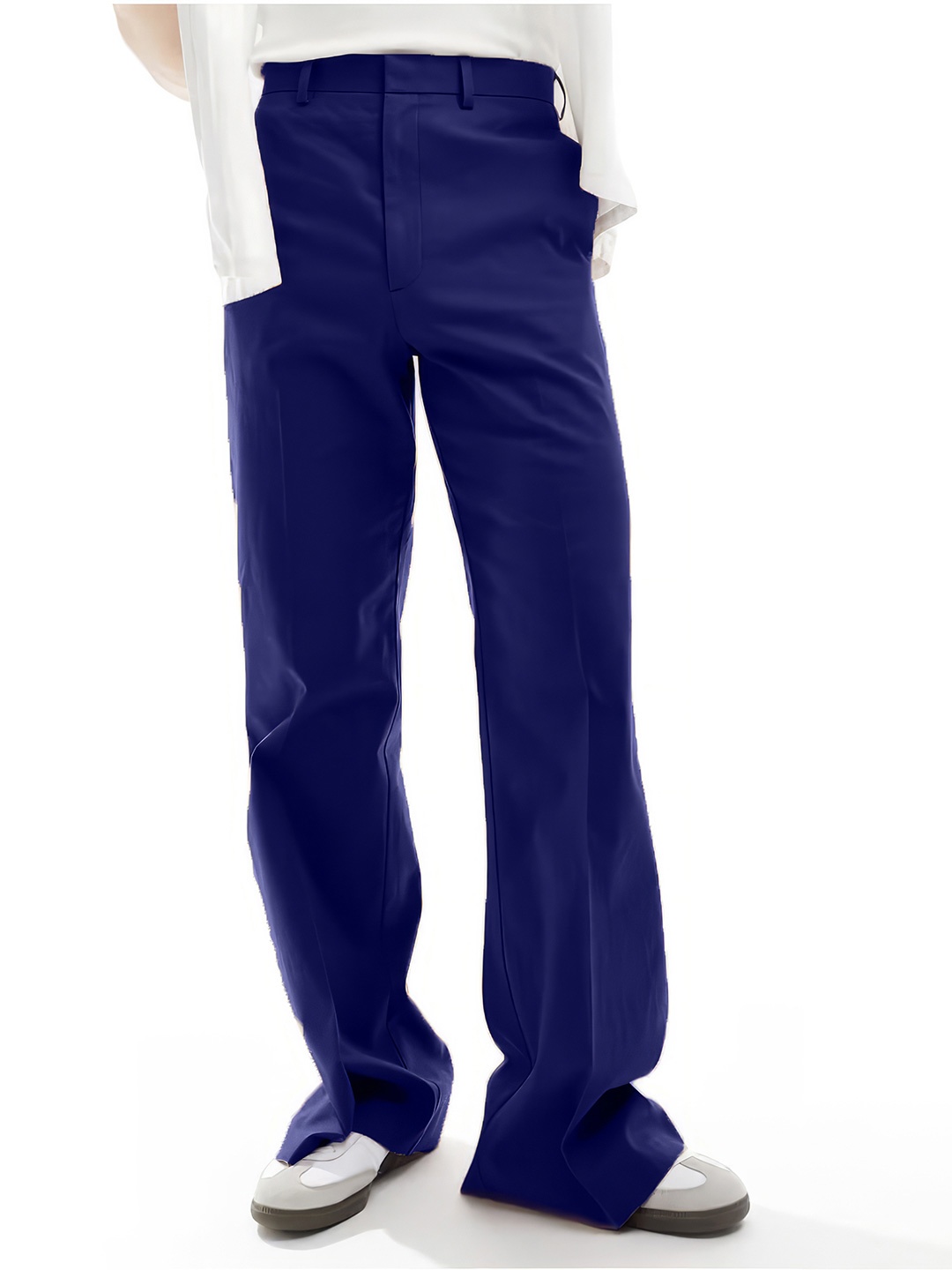 

FUGAZEE Men Relaxed Flared High-Rise Trousers, Navy blue