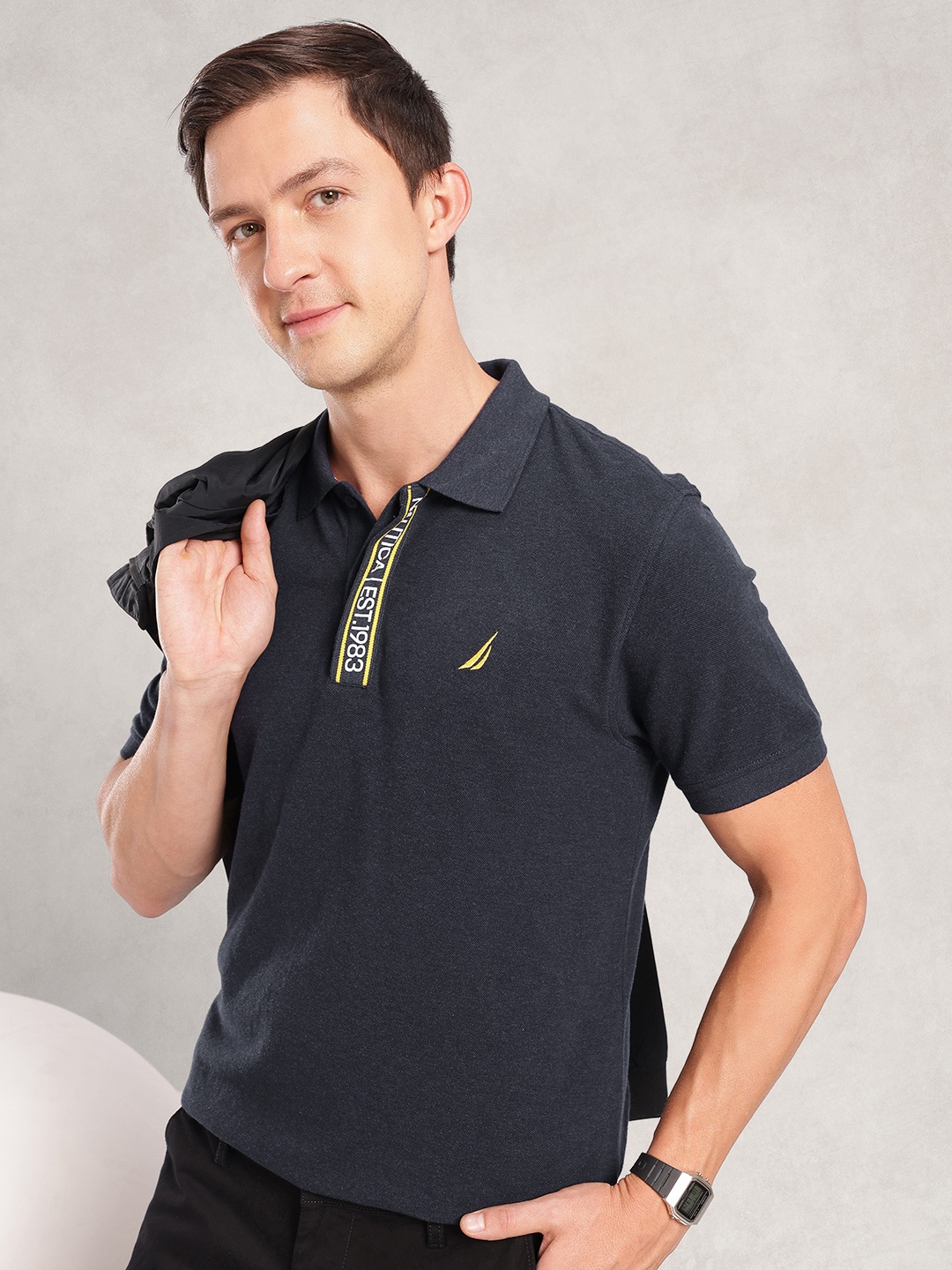 

Nautica Pure Cotton Polo Collar T-shirt, Navy blue