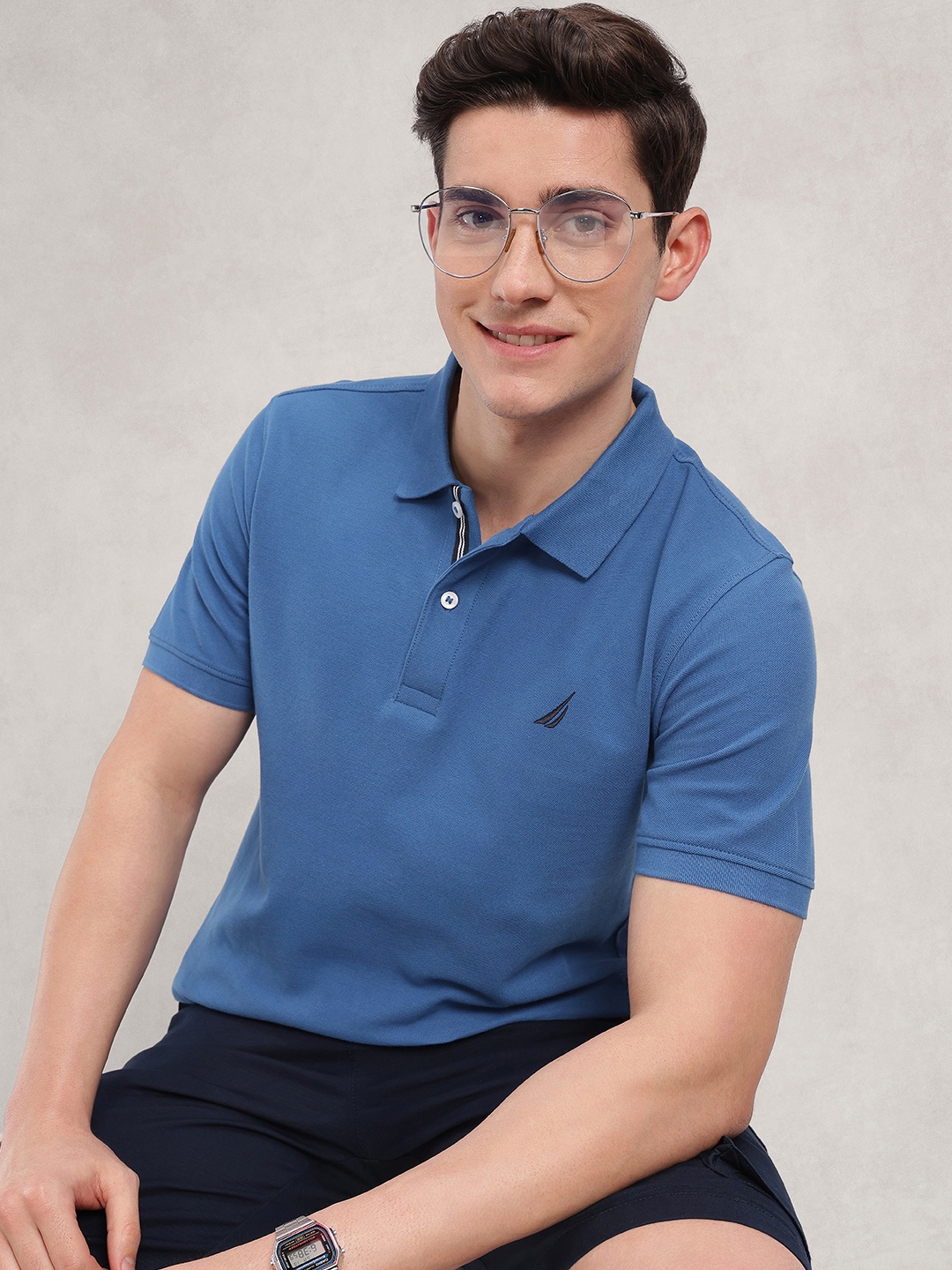 

Nautica Polo Collar Pure Cotton T-shirt, Blue