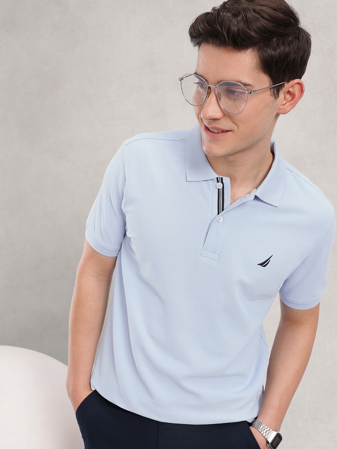 

Nautica Pure Cotton Polo Collar T-shirt, Blue