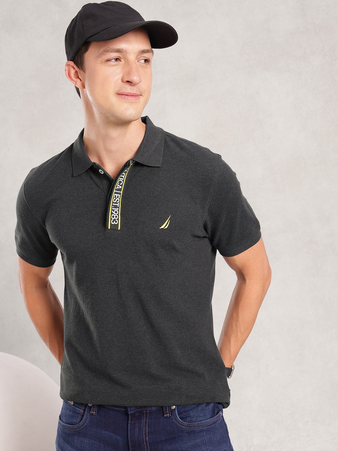 

Nautica Pure Cotton Polo Collar T-shirt, Charcoal