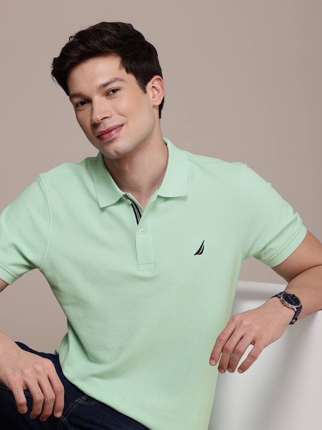 

Nautica Polo Collar Pure Cotton T-shirt, Sea green