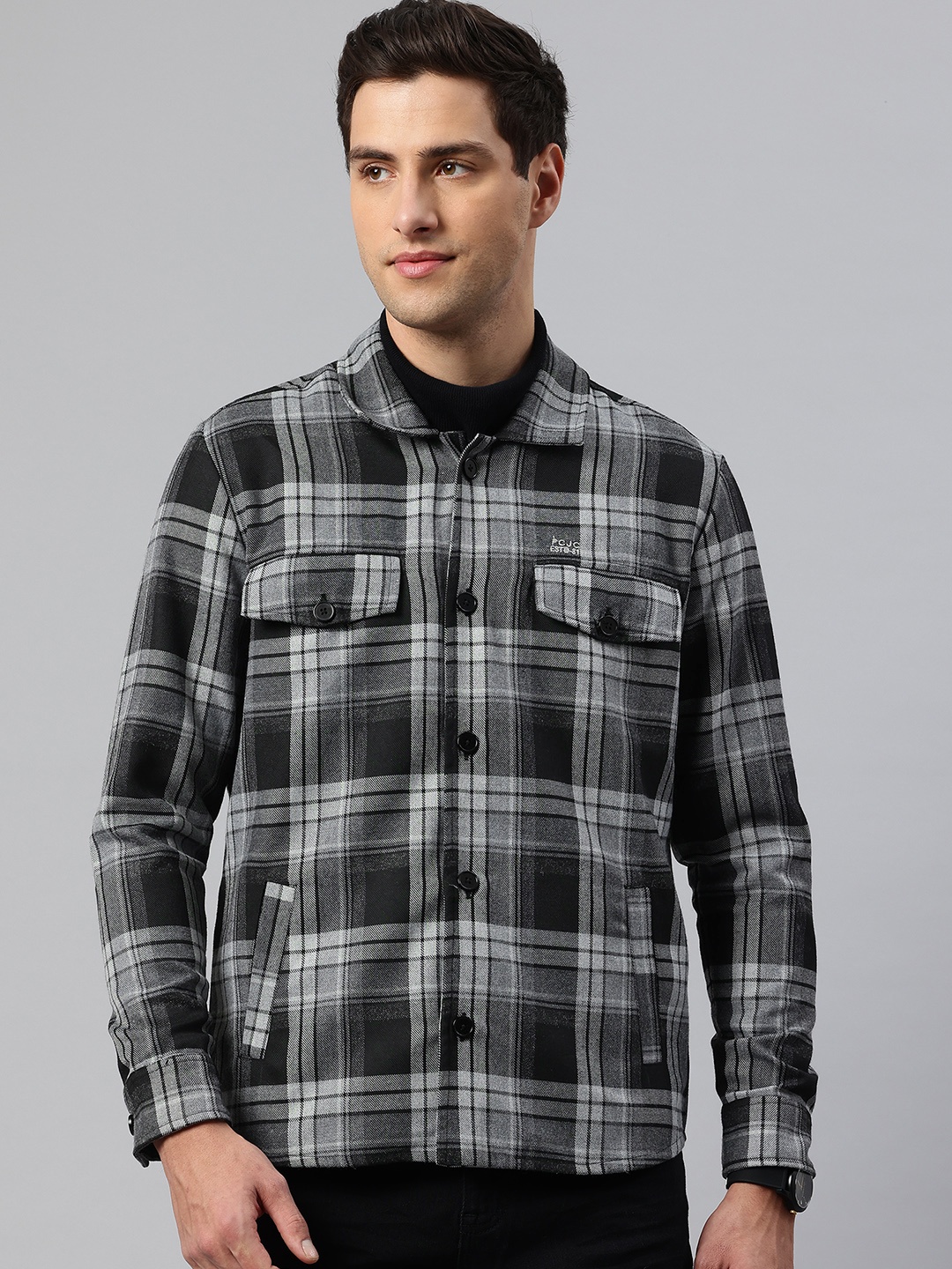 

Pierre Carlo Men Checked Tailored Jacket, Black