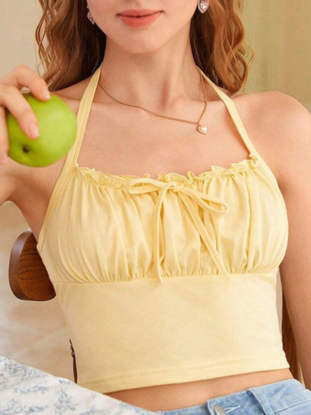 

HERE&NOW Cotton Crop Top, Yellow