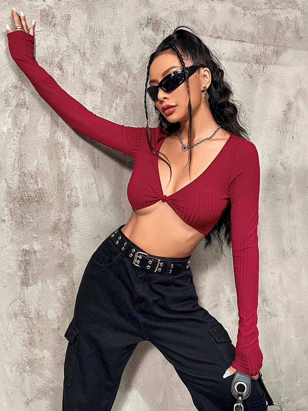 

HERE&NOW Crop Top, Burgundy