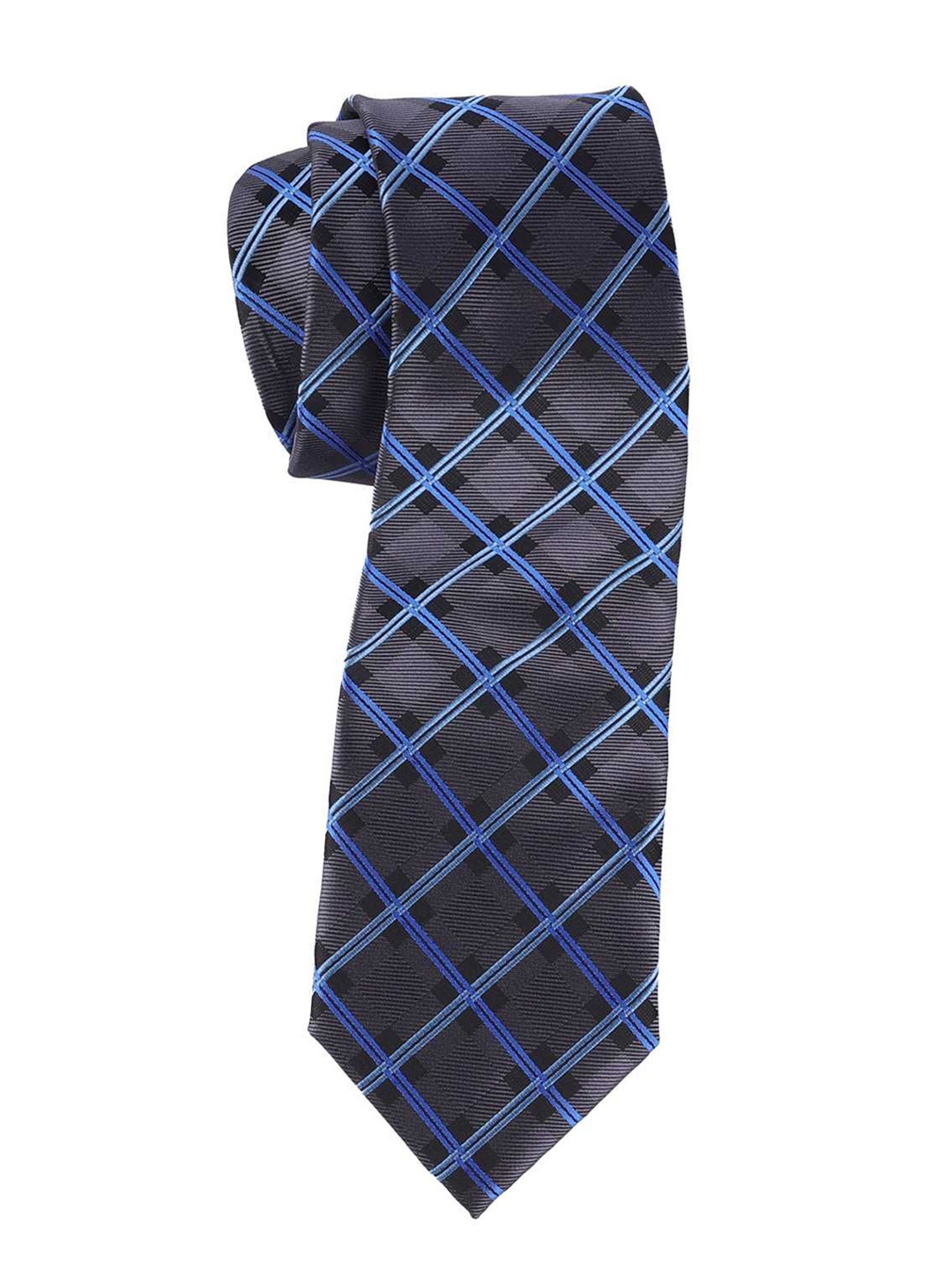 

The Tie Hub Men Checked Broad Tie, Grey