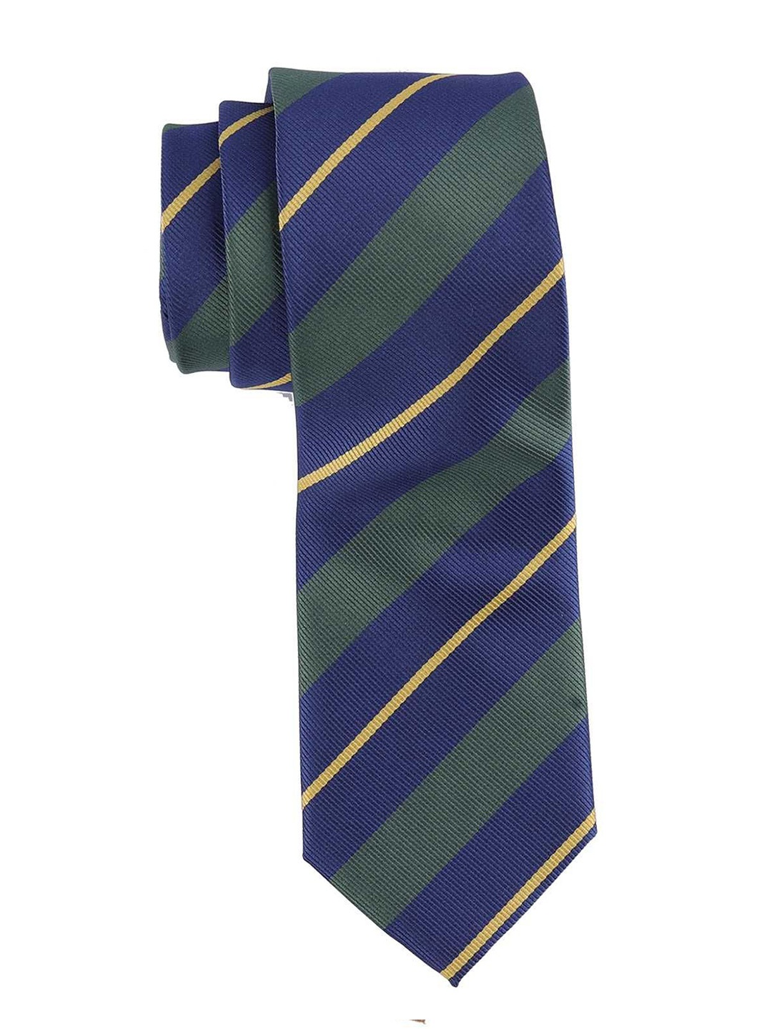 The Tie Hub Men Striped Broad Tie, Green