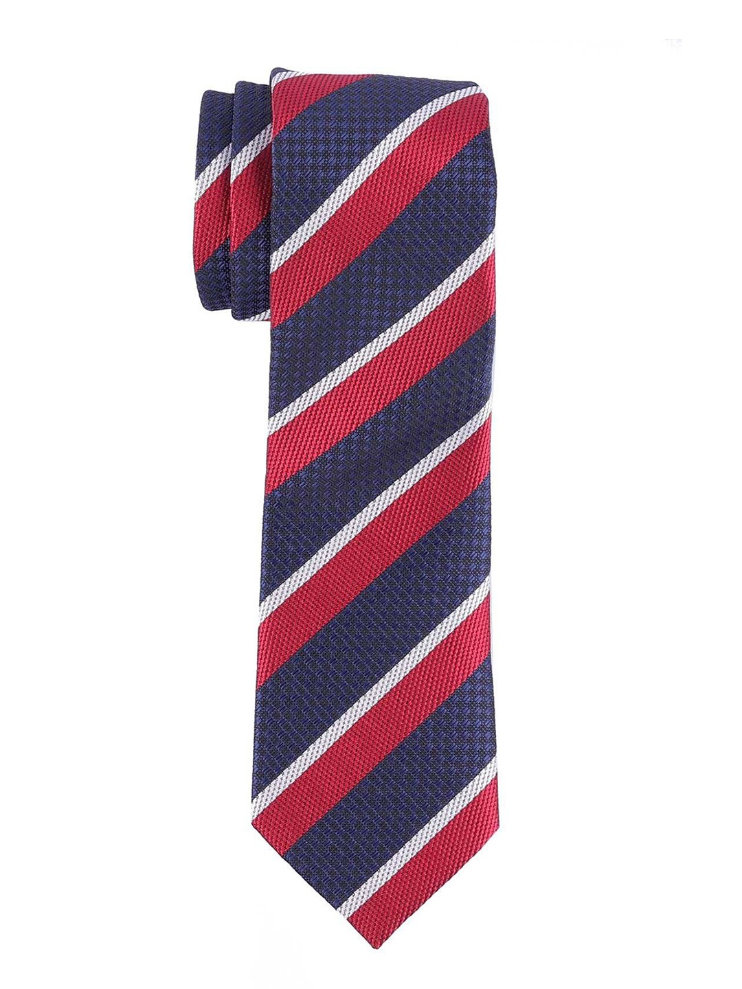 

The Tie Hub Men Striped Broad Tie, Navy blue