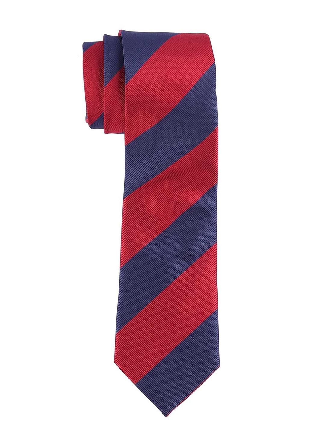 

The Tie Hub Men Striped Broad Tie, Red
