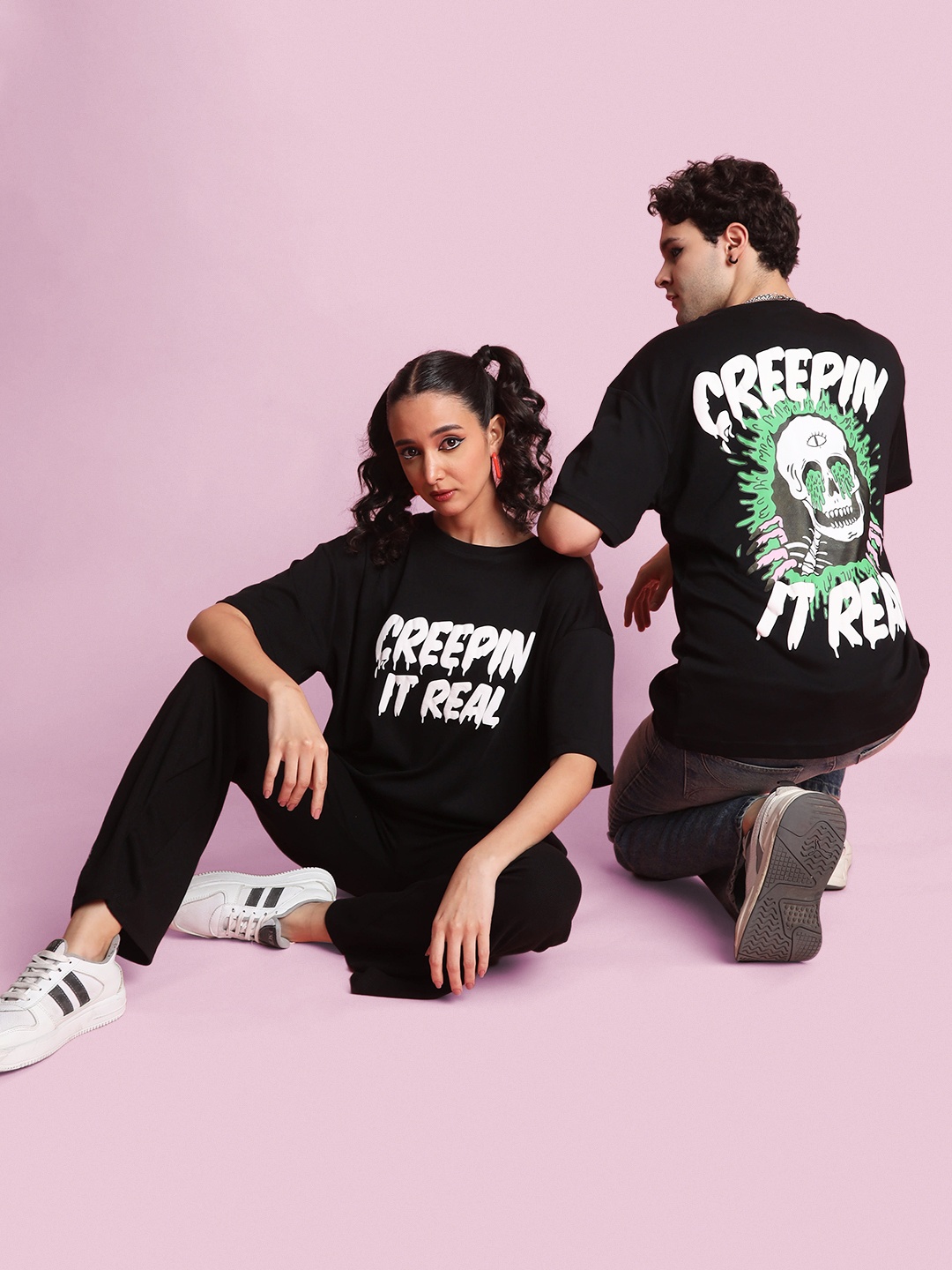

Bene Kleed Men Halloween Graphic Print Round Neck Cotton T-shirt, Black