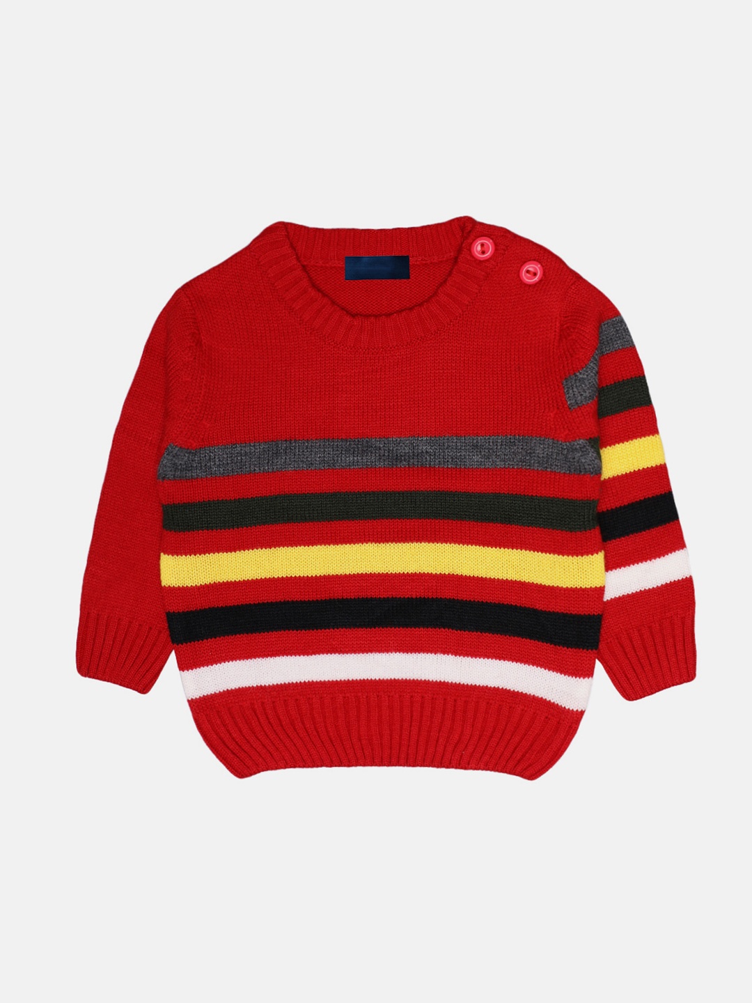 

CHKOKKO Boys Striped Woollen Pullover, Red