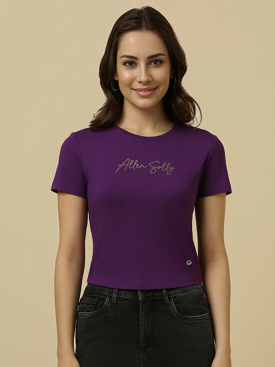 

Allen Solly Woman Brand Logo Print T-shirt, Purple