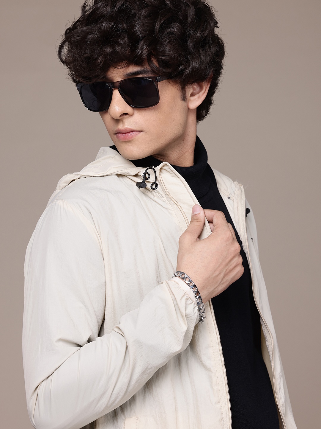 

The Roadster Lifestyle Co. Hooded Tailored Jacket, Beige