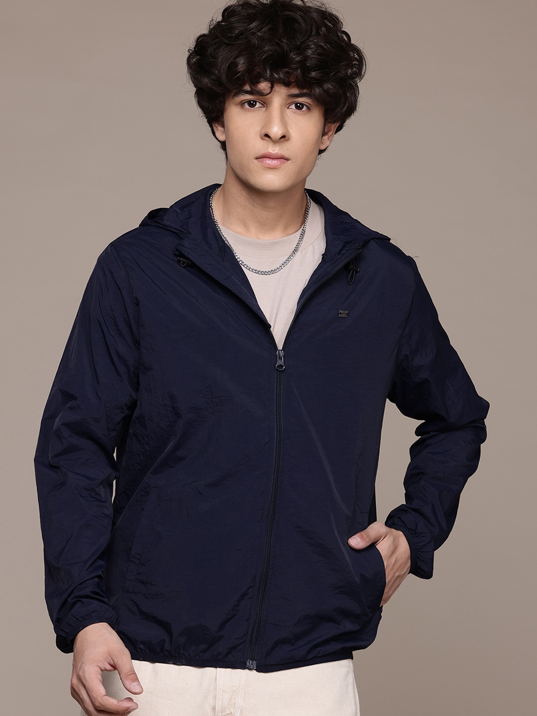 

The Roadster Lifestyle Co. Hooded Tailored Jacket, Navy blue