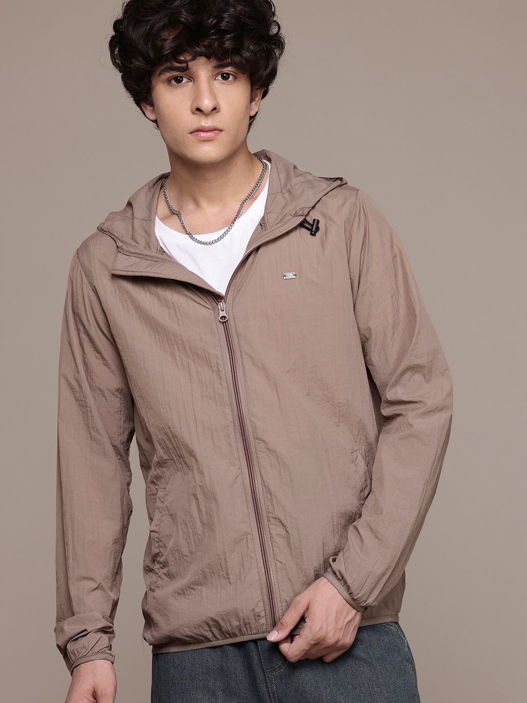 

The Roadster Lifestyle Co. Hooded Tailored Jacket, Taupe