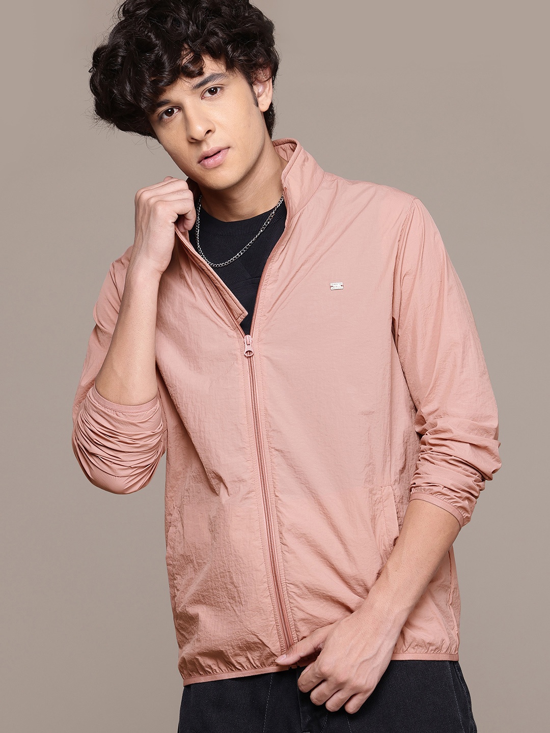 

The Roadster Lifestyle Co. Stand Collar Tailored Jacket, Pink