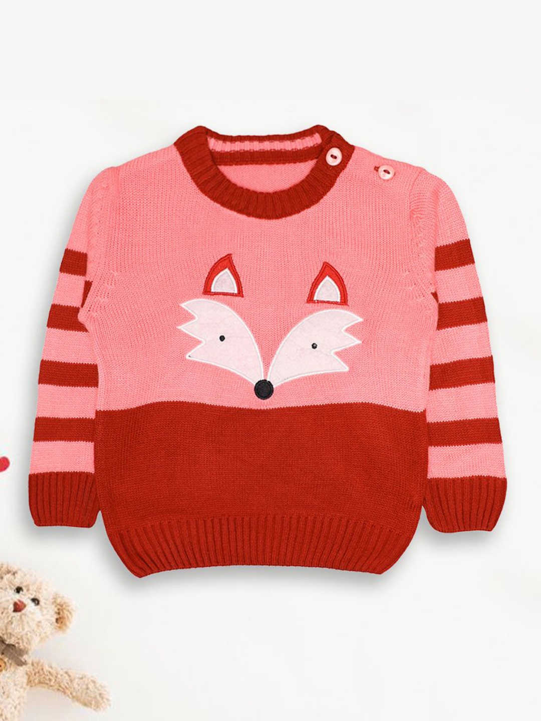

CHKOKKO Boys Colourblocked Woollen Pullover, Pink