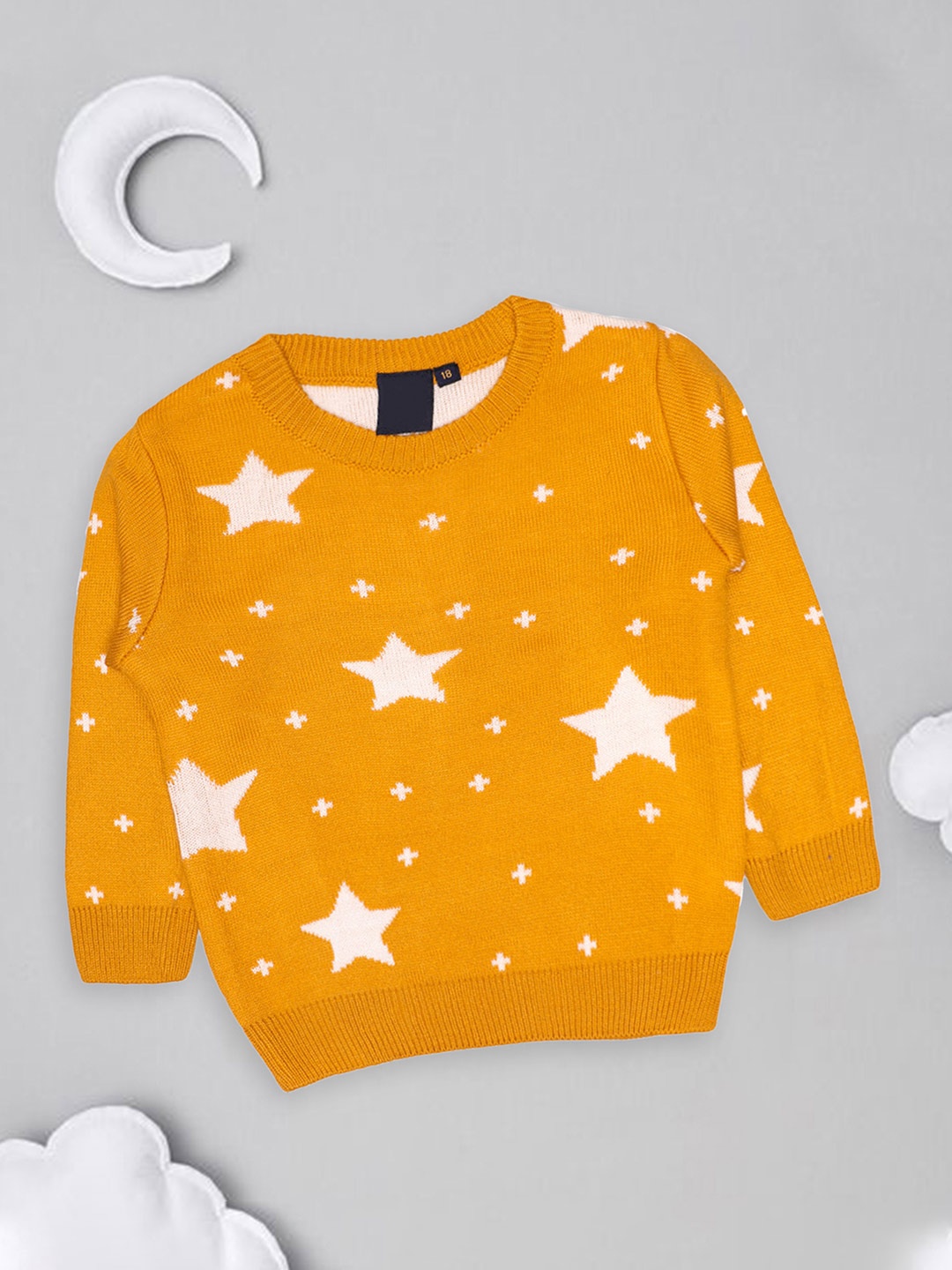 

CHKOKKO Girls Quirky Printed Woollen Pullover, Mustard