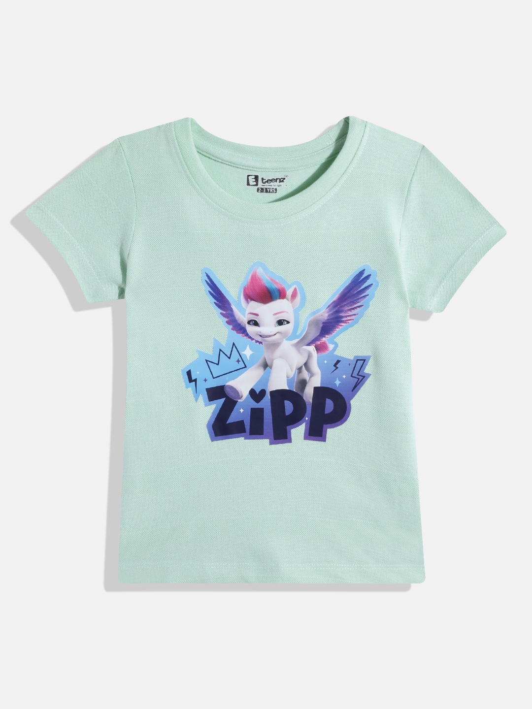 

Eteenz Girls Zipp Printed T-shirt, Green