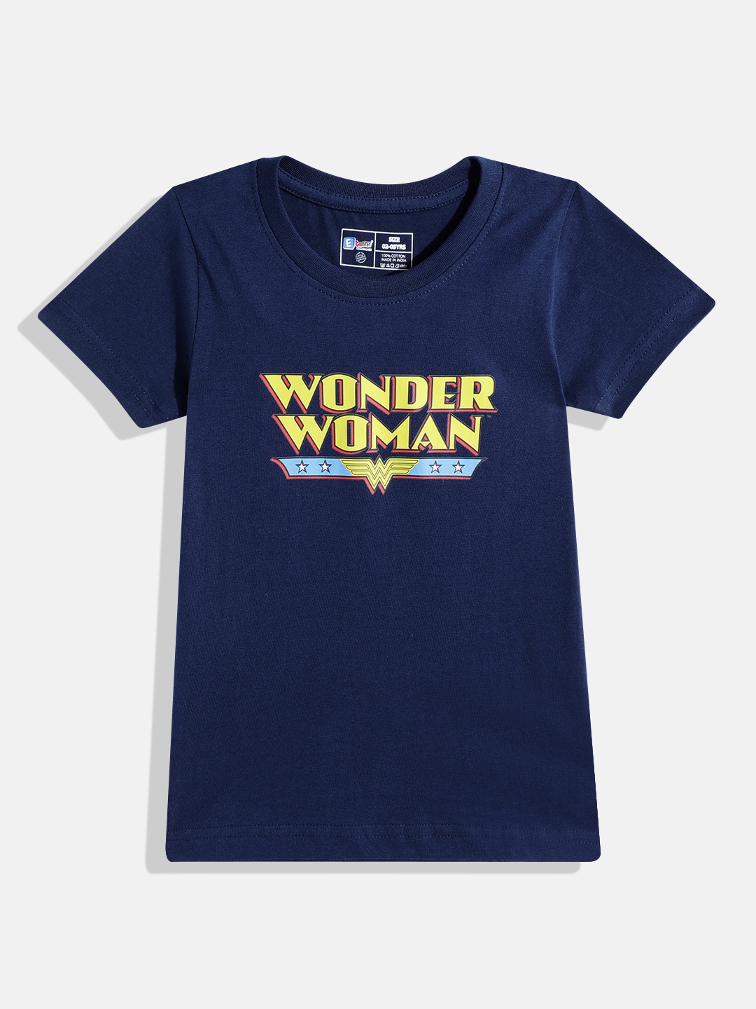 

Eteenz Girls Wonder Woman Printed Pure Cotton T-shirt, Navy blue