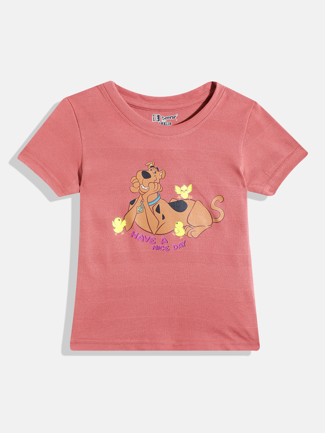 

Eteenz Girls Scooby-Doo Printed T-shirt, Rose