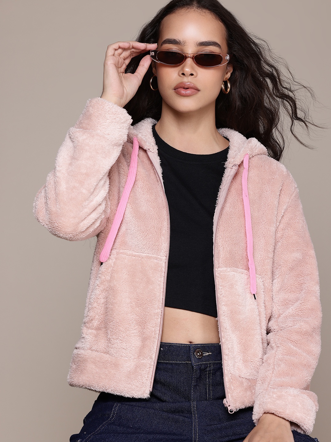 

The Roadster Lifestyle Co. Faux Fur Hooded Jacket, Peach