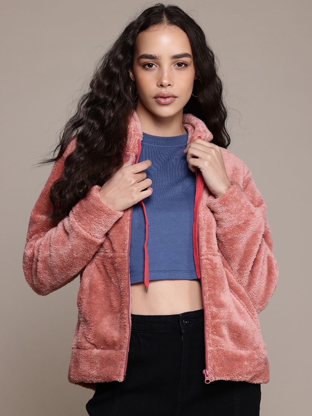 

The Roadster Lifestyle Co. Faux Fur Hooded Jacket, Pink