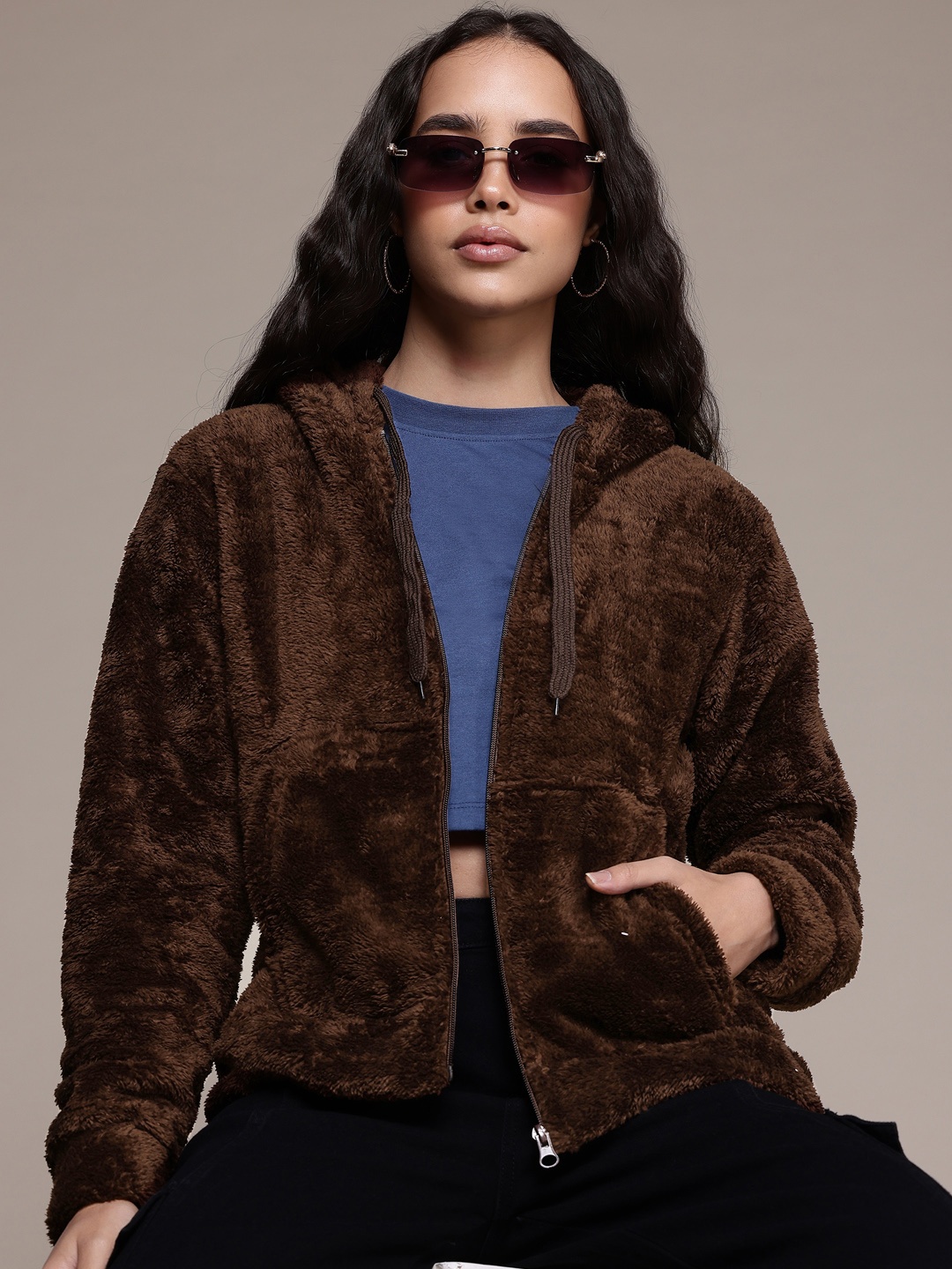

The Roadster Lifestyle Co. Faux Fur Hooded Jacket, Brown
