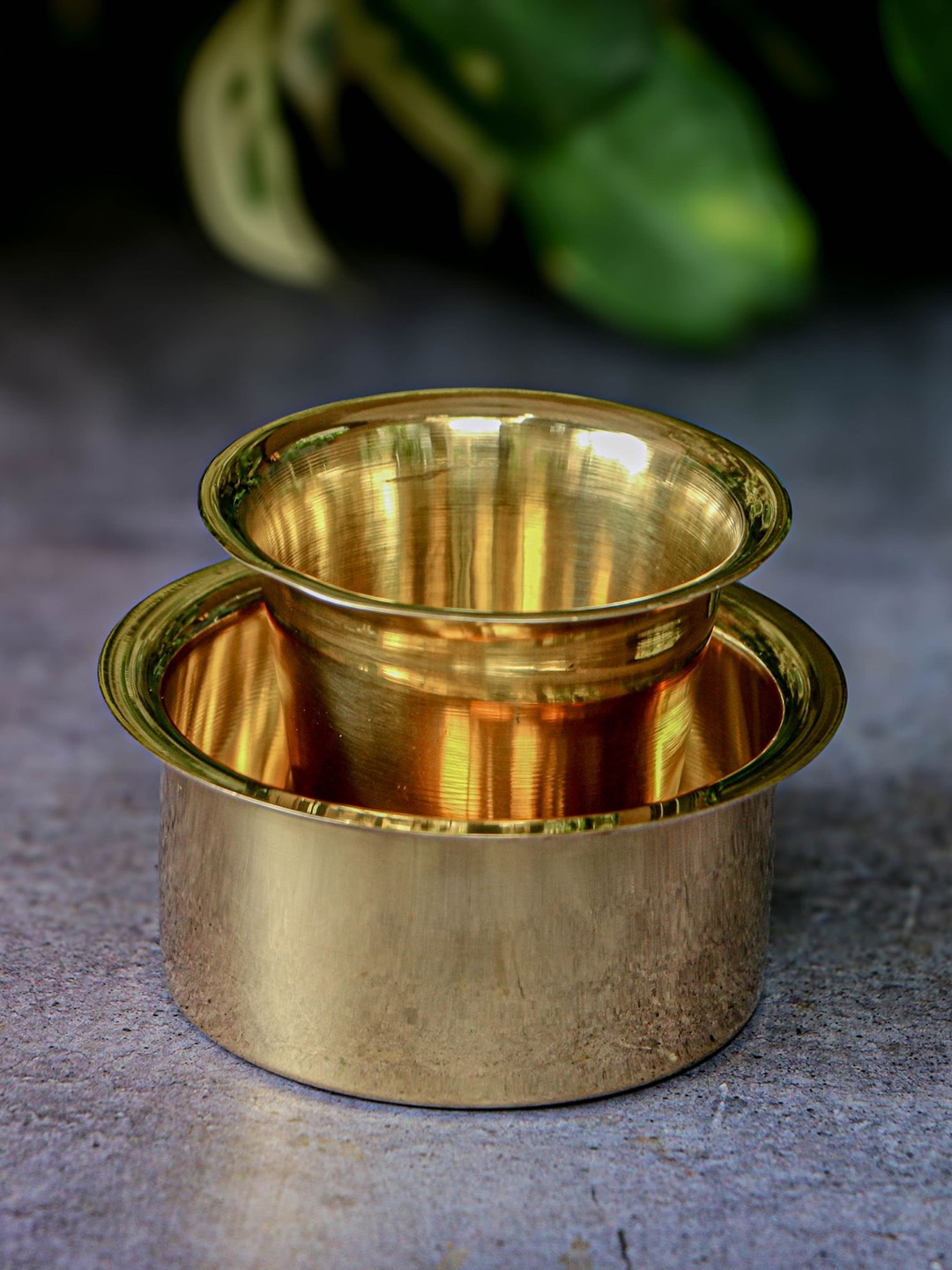 

Ambi Home Gold-toned Glossy Brass Filter Coffee Dabara Cup Set