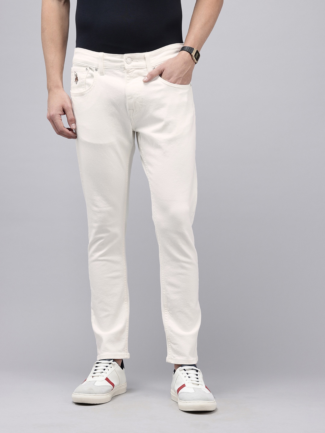 

U.S. Polo Assn. Denim Co. Men Henry Skinny Fit Stretchable Jeans, White