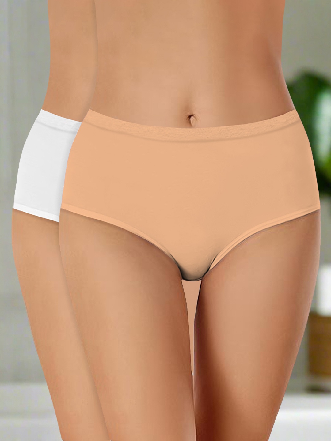 

Heelium Pack Of 2 Mid-Rise Seamless Hipster Briefs P2-W-Brief-BGEWHT-XXXL, Beige