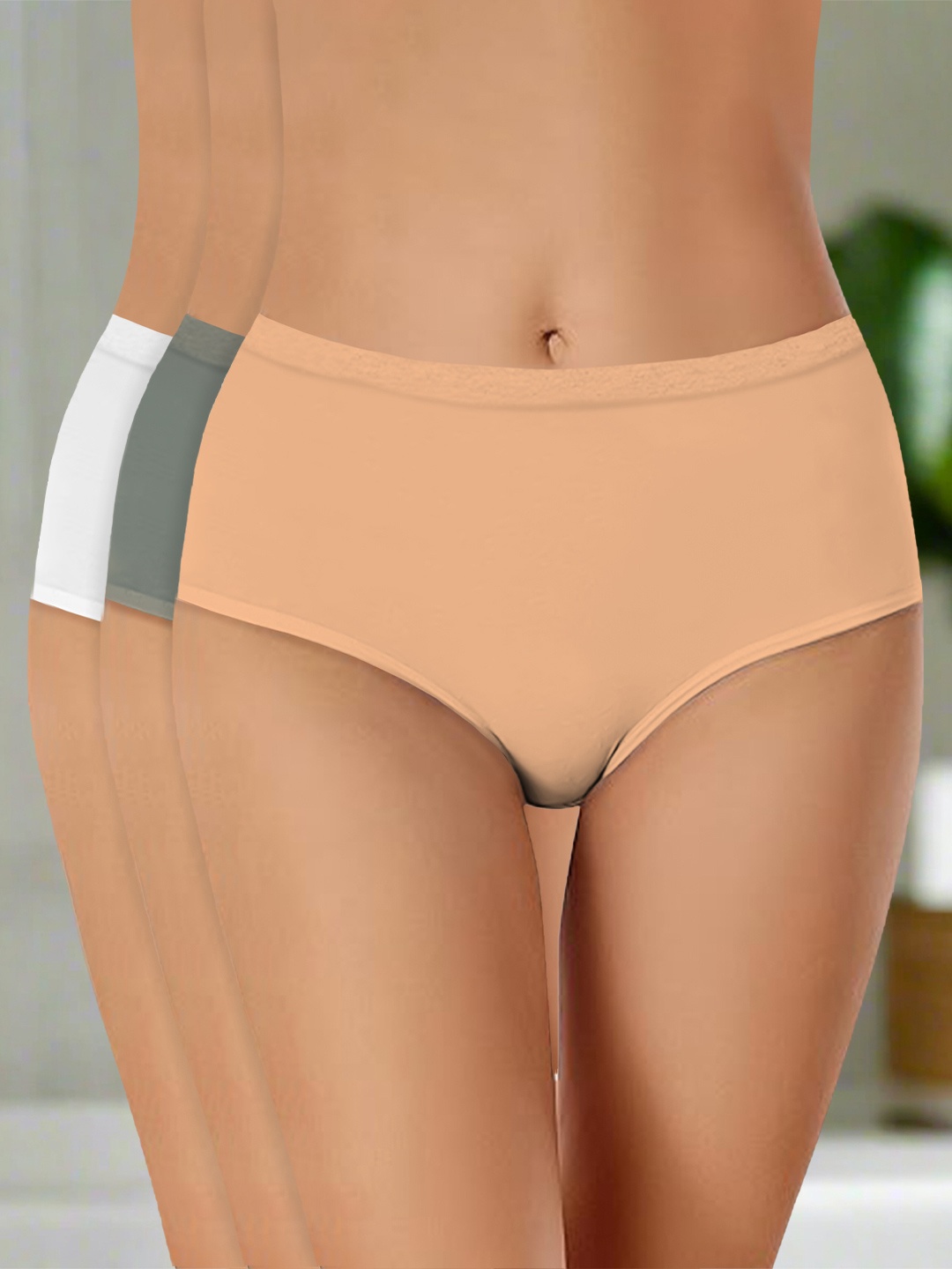 

Heelium Pack Of 3 Mid Rise Odour-Free Hipster Briefs P3-W-Brief-BGEDGWHT-XL, White
