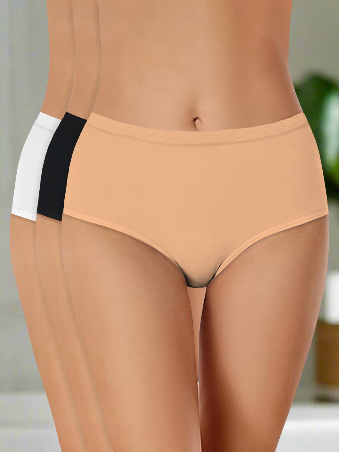 

Heelium Pack Of 3 Hipster Briefs P3-W-Brief-BGEBLKWHT-XXXL, Multi
