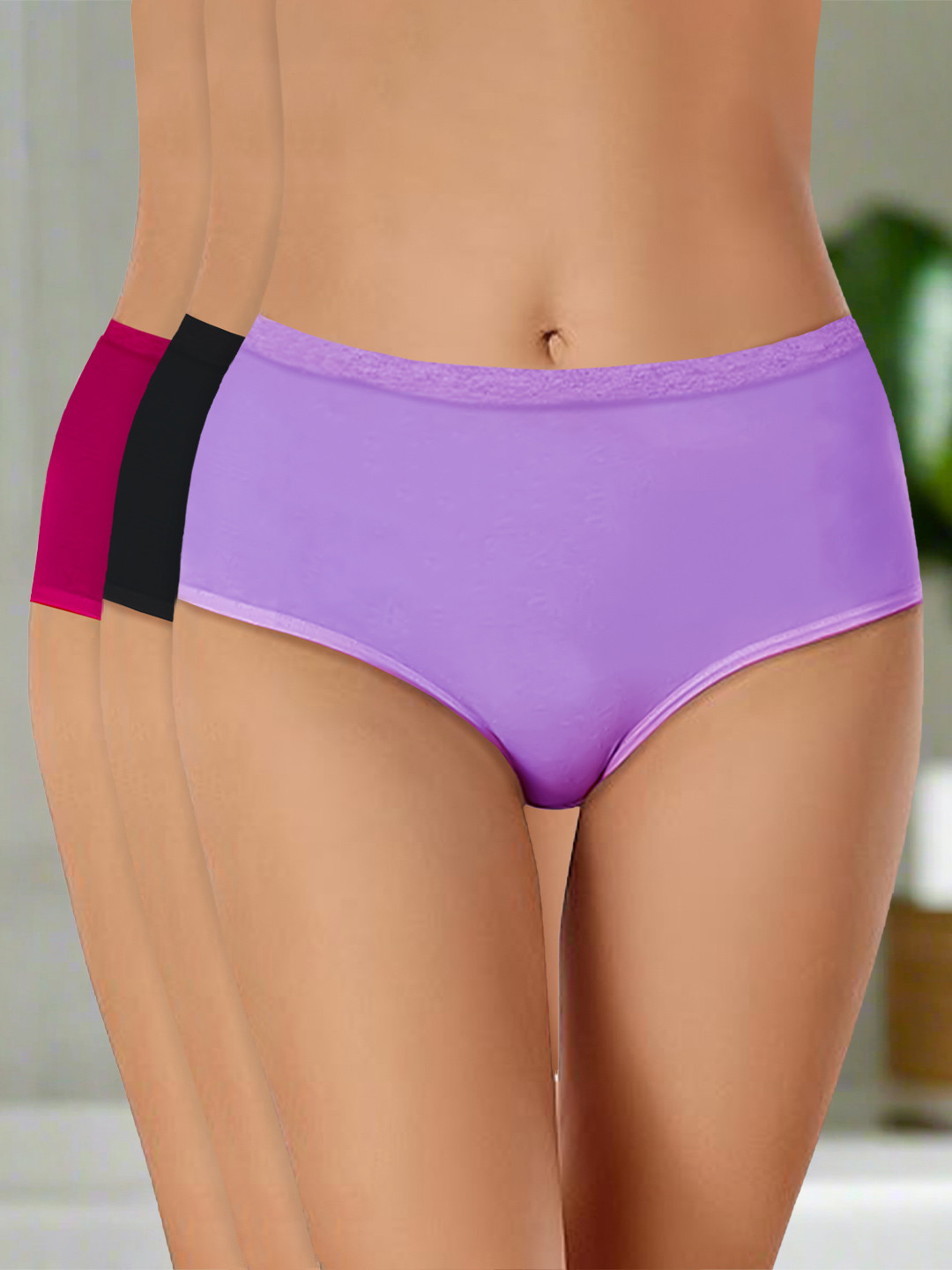 

Heelium Pack Of 3 Mid Rise Hipster Briefs P3-W-Brief-LAVBLKMRN-XXXL, Maroon