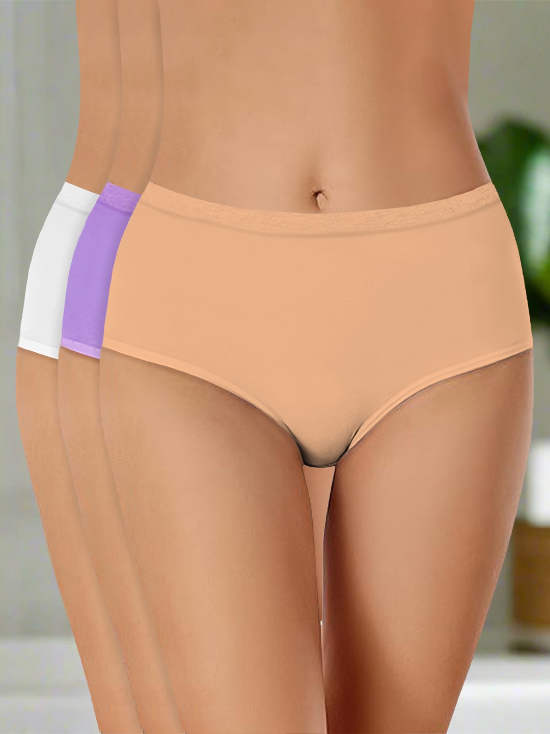 

Heelium Pack Of 3 Odour-Free Mid-Rise Hipster Briefs P3-W-Brief-BGELAVWHT-S, Lavender